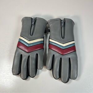 UNWORN RARE Sweet Vintage 70s 80s Vinyl Winter Snow Gloves Striped RETRO Grey